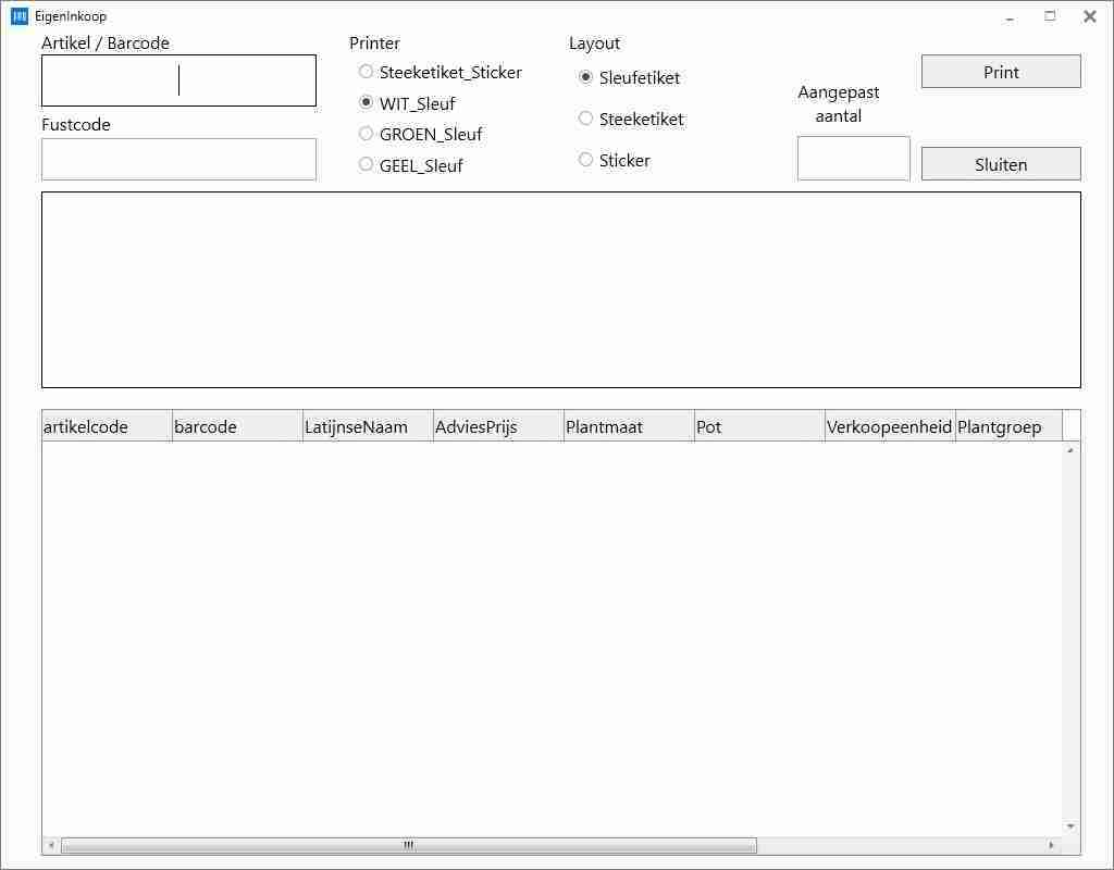 Loftware NiceLabel PowerForms interface bij Veiling Vaassen voor sierteelt-etikettering