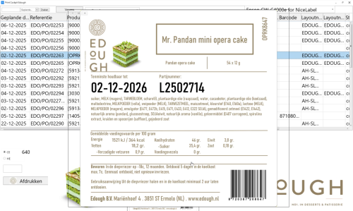NiceLabel Print Cockpit interface voor Edough met Odoo-koppeling