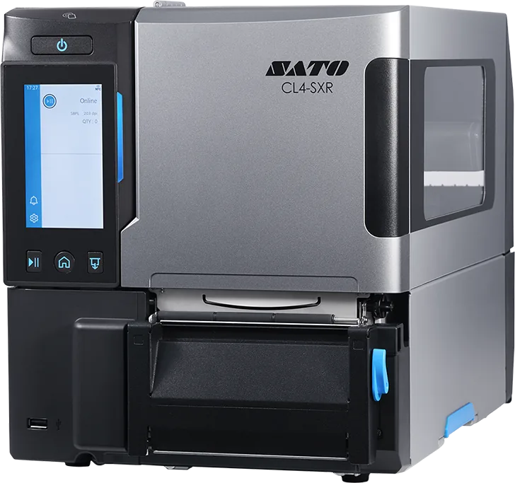 SATO CL4-SXR met dispenser, schuin van links